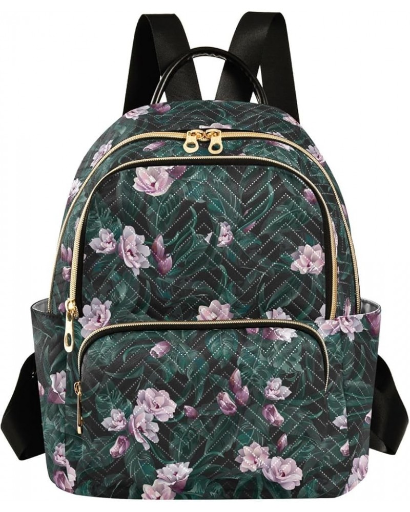 Pink Flowers and Bright Leaves Women's Backpack Purse Causal Daypack Travel College Business Trip Bag Shoulder Bag Small $16....