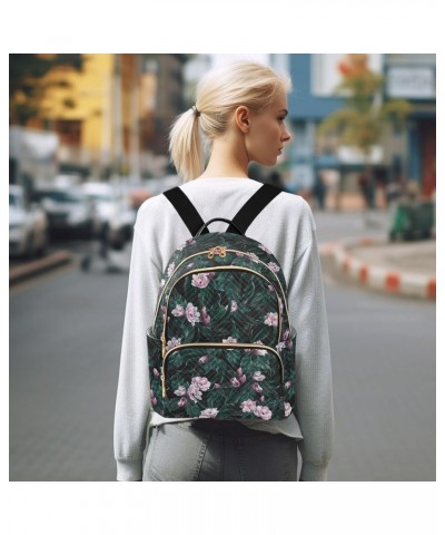 Pink Flowers and Bright Leaves Women's Backpack Purse Causal Daypack Travel College Business Trip Bag Shoulder Bag Small $16....