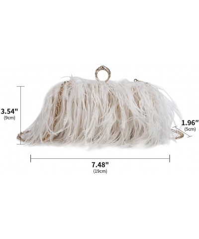 Women Ostrich Feather Purse Tote Bag Crossbody Shoulder Fluffy Purse Party Bag Evening Handbag for Wedding Anniversary Yellow...