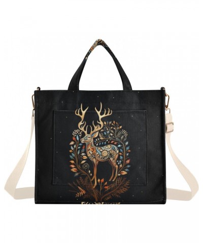 Tote Bag A Charming Elk Trendy Corduroy Bag Crossbody Bag with Zipper and Magnetic Clasp $13.86 Totes