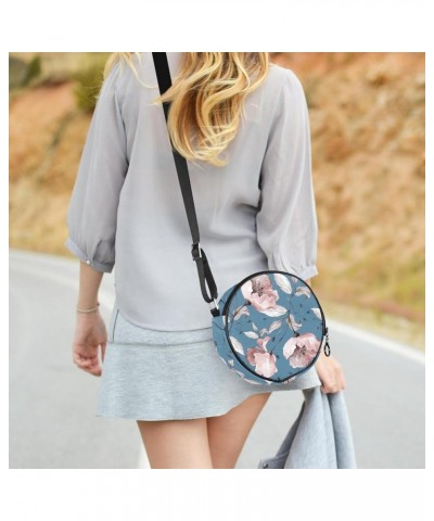 Winter Hats Sheep Stars Crossbody Bag for Women Teen Girls Round Canvas Shoulder Bag Purse Tote Handbag Bag Multi13 $11.54 Totes