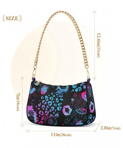 Leopard Print Lips Shoulder Bag Purse for Women Tote Handbag with Zipper Closure $15.19 Totes