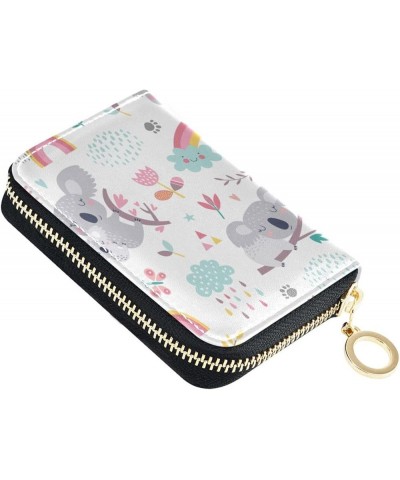 Watercolor Insects Credit Card Case for Women RFID Blocking Thin Leather Wallet, Key Chain Wallet Pink Floral Koala $11.20 Wa...