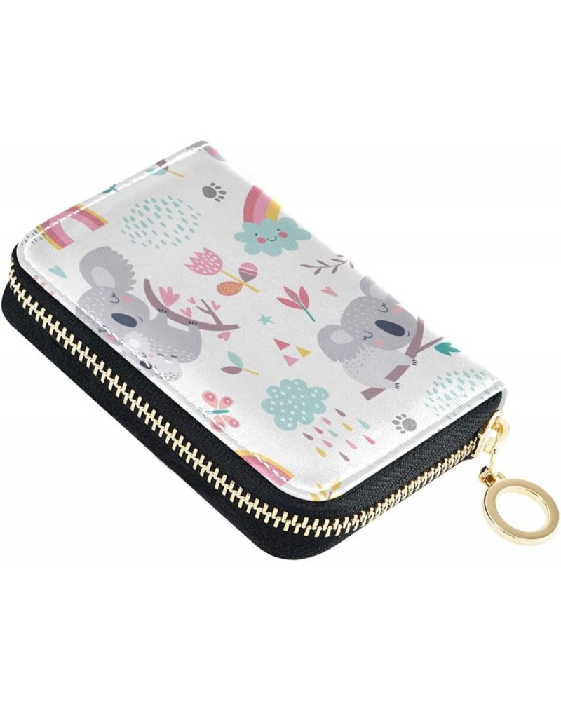 Watercolor Insects Credit Card Case for Women RFID Blocking Thin Leather Wallet, Key Chain Wallet Pink Floral Koala $11.20 Wa...