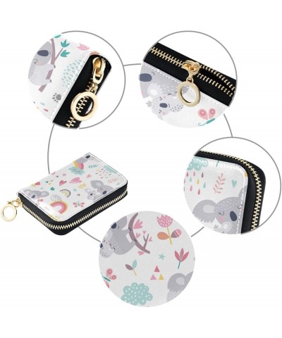 Watercolor Insects Credit Card Case for Women RFID Blocking Thin Leather Wallet, Key Chain Wallet Pink Floral Koala $11.20 Wa...