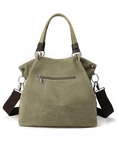 Canvas Crossbody Handbag Dual-color Contrast Stitching Shoulder Bag Army Green $16.56 Totes