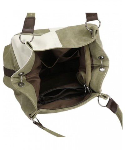 Canvas Crossbody Handbag Dual-color Contrast Stitching Shoulder Bag Army Green $16.56 Totes