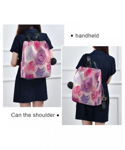 Pink & Purple Rose Flower Modern Anti-Theft Backpack Purse for Women Fashion Bag Travel Back Pack Rucksack Shoulder Bag $21.8...