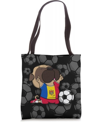 Pug Dog Moldova Soccer Fans Jersey Moldovan Football Lovers Tote Bag $14.43 Totes