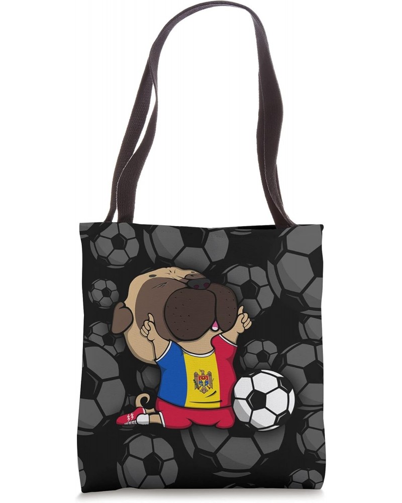 Pug Dog Moldova Soccer Fans Jersey Moldovan Football Lovers Tote Bag $14.43 Totes