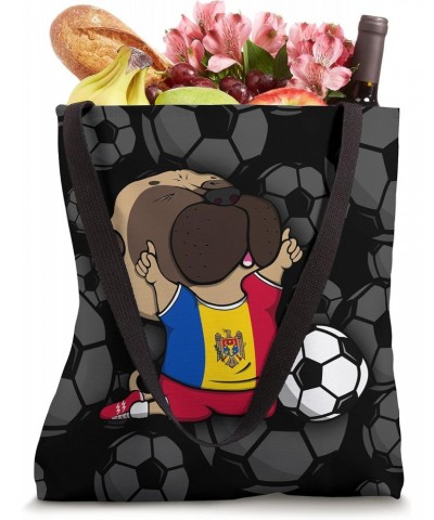 Pug Dog Moldova Soccer Fans Jersey Moldovan Football Lovers Tote Bag $14.43 Totes