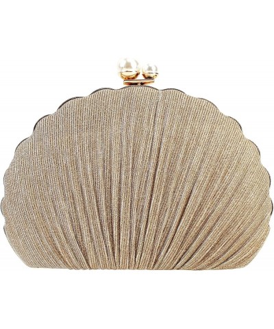 Women Seashell Evening Bag Purse Mermaid Chain Strap Clutch Handbag Shoulder Bag Y-gold $14.14 Evening Bags