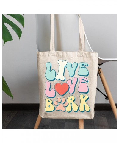 Live, Love, Bark with Bone, Heart & Dog Paw Art Merch Gift, 12oz Canvas Tote Bag $11.61 Totes