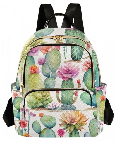 Watercolor Flower Cactus Backpack Purse for Women Ladies Fashion Travel College Shoulder Bags with Strap Handbag Lady Purse,S...