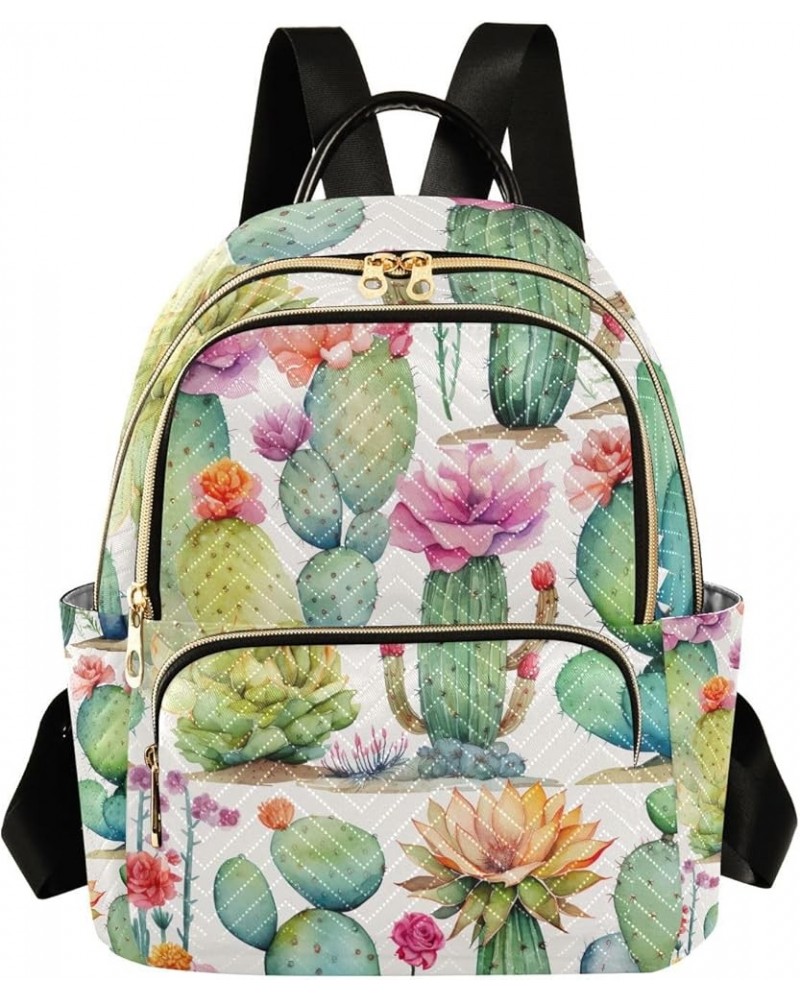 Watercolor Flower Cactus Backpack Purse for Women Ladies Fashion Travel College Shoulder Bags with Strap Handbag Lady Purse,S...