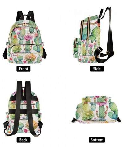 Watercolor Flower Cactus Backpack Purse for Women Ladies Fashion Travel College Shoulder Bags with Strap Handbag Lady Purse,S...