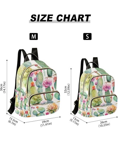 Watercolor Flower Cactus Backpack Purse for Women Ladies Fashion Travel College Shoulder Bags with Strap Handbag Lady Purse,S...