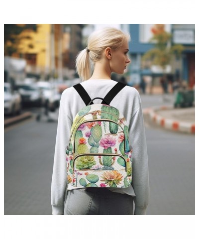 Watercolor Flower Cactus Backpack Purse for Women Ladies Fashion Travel College Shoulder Bags with Strap Handbag Lady Purse,S...