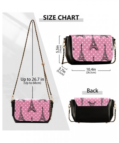 Paris Eiffel Tower Pink Crossbody bags for Women Small Crossbody Purses with Chain Strap Shoulder Handbags Cross Body Bag for...