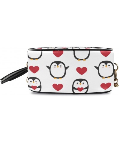 Small Crossbody Bag Doodle Penguin Valentine Heart Womens Shoulder Chain Bag PU Leather Small Purse With Tassel $12.95 Should...