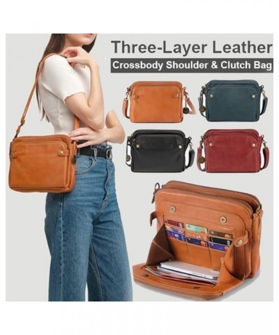 Crossbody Leather Shoulder Bags and Clutches, 3 Layer Crossbody Leather Shoulder Bags and Clutches Brown+black $31.94 Crossbo...