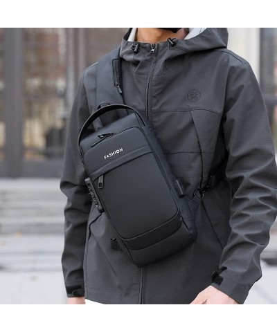 Men's Sling Bag Backpack Waterproof Anti Theft Crossbody Backpack Lightweight Bag (grey, B) A Black $34.21 Backpacks