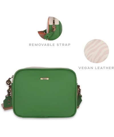 Vegan Leather Crossbody Bag for Women| Handmade Medium Crossbody Bag with Zip and Removable Roma Verde $31.50 Crossbody Bags