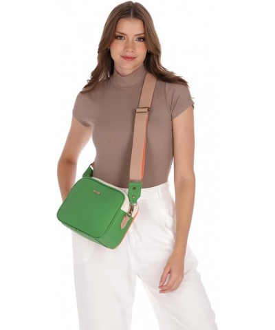 Vegan Leather Crossbody Bag for Women| Handmade Medium Crossbody Bag with Zip and Removable Roma Verde $31.50 Crossbody Bags