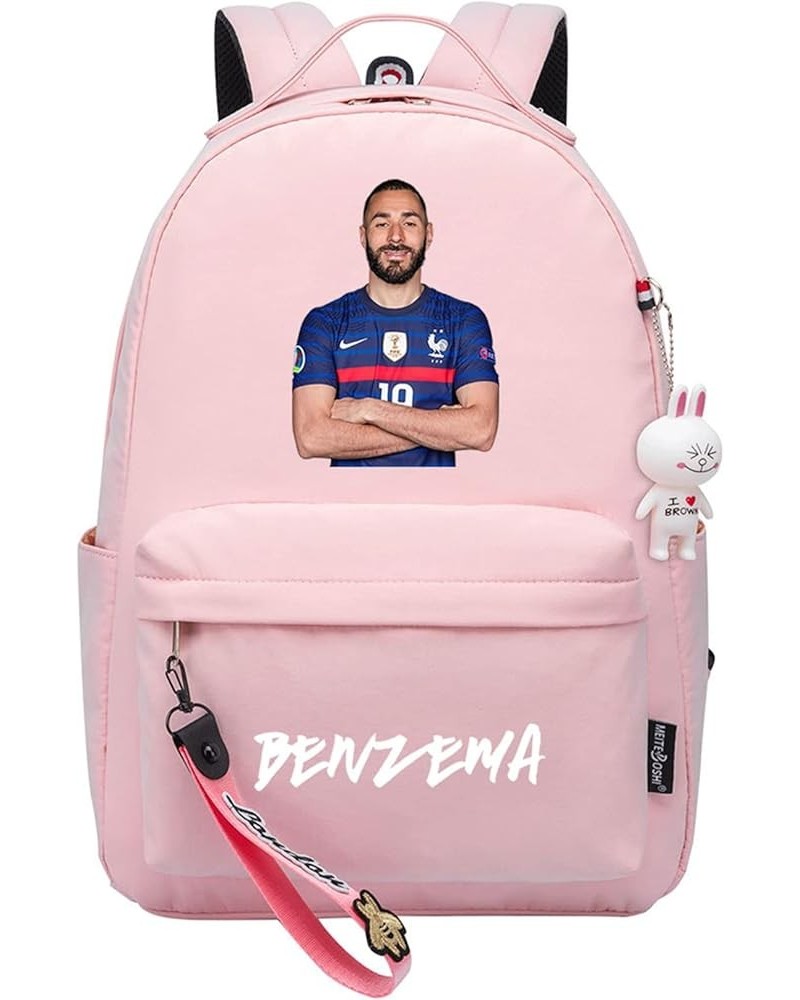 Benzema Durable Bookbag Lightweight Soccer Stars Bag-Wear Resistant Canvas Daypacks for Travel,Hiking Pink One Size $24.77 Ba...