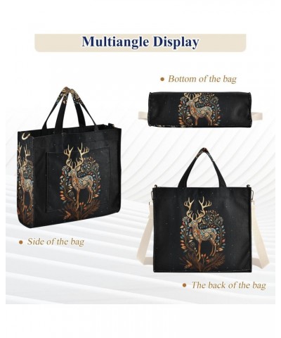 Tote Bag A Charming Elk Trendy Corduroy Bag Crossbody Bag with Zipper and Magnetic Clasp $13.86 Totes