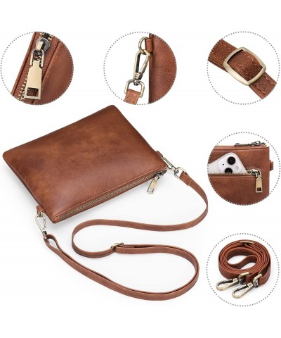 Crossbody Bags for Women Small Genuine Leather Shoulder Purse Cross Body Bag with Wristlet Top Zipper Type 11 Light Brown $16...