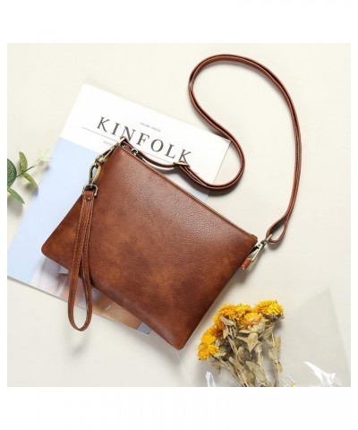 Crossbody Bags for Women Small Genuine Leather Shoulder Purse Cross Body Bag with Wristlet Top Zipper Type 11 Light Brown $16...