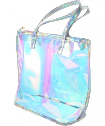 3 Pcs Beach Tote Bag Foldable Pouch Clear Picnic Bag Iridescent Beach Bag Foldable Beach Bag Clear Bag Canvas Tote Bag Brides...