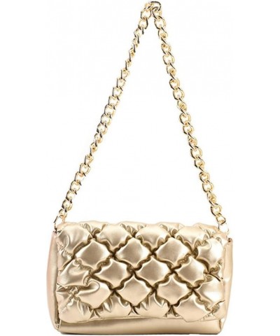 Quilted Purse for Women Classic Shoulder Bag Designer Crossbody Bag with Chain Strap Gold $11.43 Shoulder Bags