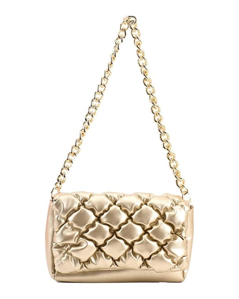 Quilted Purse for Women Classic Shoulder Bag Designer Crossbody Bag with Chain Strap Gold $11.43 Shoulder Bags