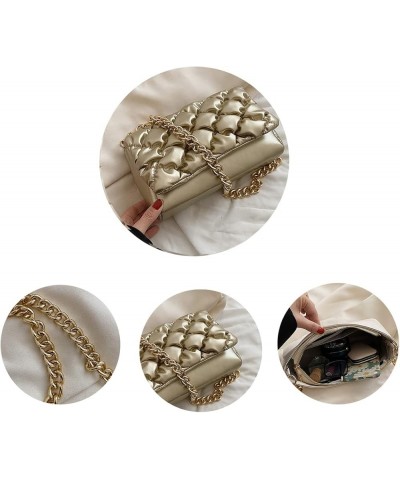 Quilted Purse for Women Classic Shoulder Bag Designer Crossbody Bag with Chain Strap Gold $11.43 Shoulder Bags