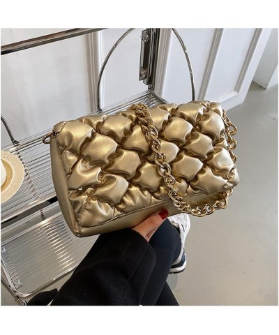 Quilted Purse for Women Classic Shoulder Bag Designer Crossbody Bag with Chain Strap Gold $11.43 Shoulder Bags