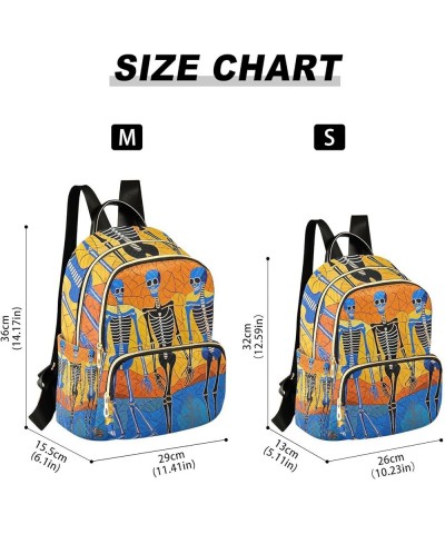 Small Fashion Backpack for Women Stained Glass Skeleton Print Travel Daypack Aesthetic Shoulder Bag 10.2×5.1×12.5 IN $18.87 B...