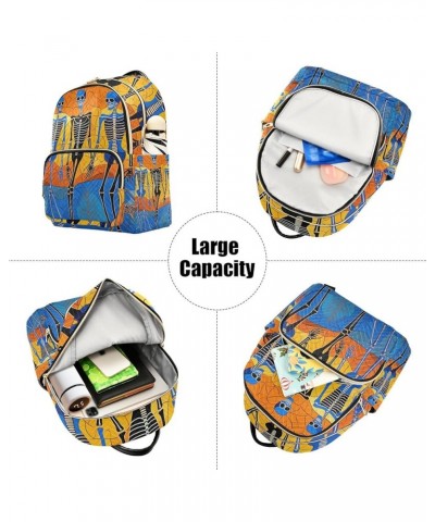 Small Fashion Backpack for Women Stained Glass Skeleton Print Travel Daypack Aesthetic Shoulder Bag 10.2×5.1×12.5 IN $18.87 B...