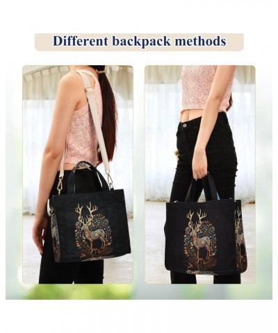 Tote Bag A Charming Elk Trendy Corduroy Bag Crossbody Bag with Zipper and Magnetic Clasp $13.86 Totes