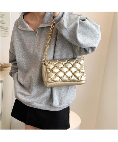 Quilted Purse for Women Classic Shoulder Bag Designer Crossbody Bag with Chain Strap Gold $11.43 Shoulder Bags