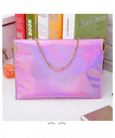 Shoulder Bag Fashion Women Holographic Envelope Clutch Handbag Chain Crossbody Bag Tote Purse Pink $8.61 Totes