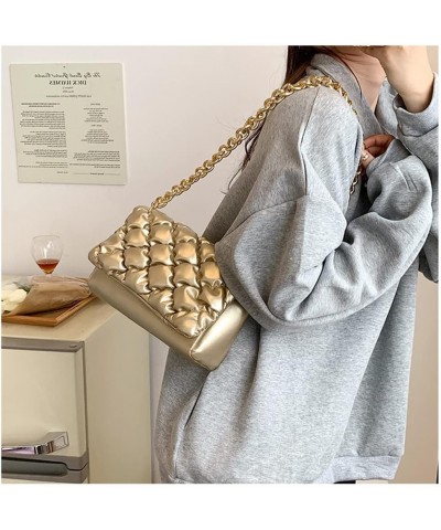 Quilted Purse for Women Classic Shoulder Bag Designer Crossbody Bag with Chain Strap Gold $11.43 Shoulder Bags