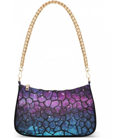 Blue Purple Giraffe Skin Shoulder Bags for Women Small Handbags Mini Clutch Purse $14.40 Shoulder Bags