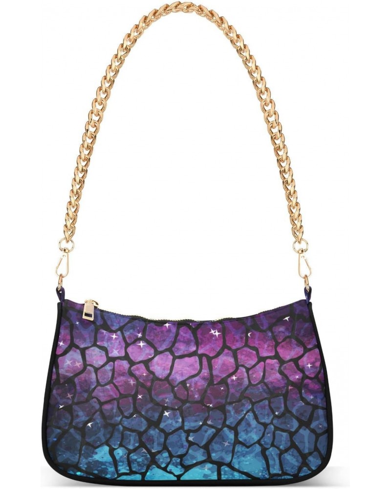 Blue Purple Giraffe Skin Shoulder Bags for Women Small Handbags Mini Clutch Purse $14.40 Shoulder Bags