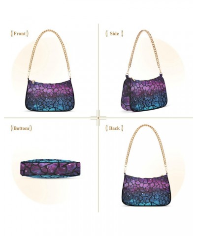 Blue Purple Giraffe Skin Shoulder Bags for Women Small Handbags Mini Clutch Purse $14.40 Shoulder Bags