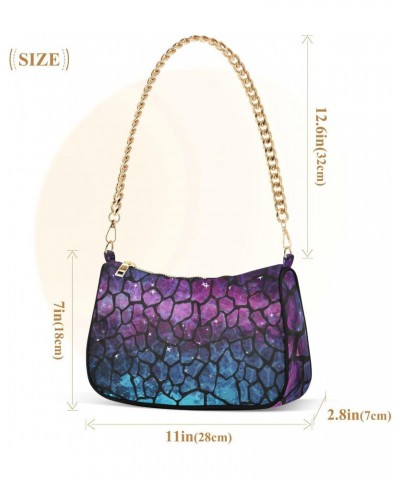 Blue Purple Giraffe Skin Shoulder Bags for Women Small Handbags Mini Clutch Purse $14.40 Shoulder Bags