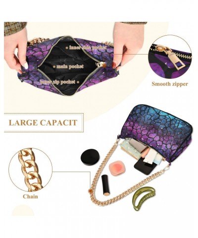 Blue Purple Giraffe Skin Shoulder Bags for Women Small Handbags Mini Clutch Purse $14.40 Shoulder Bags