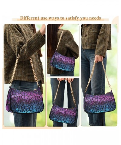 Blue Purple Giraffe Skin Shoulder Bags for Women Small Handbags Mini Clutch Purse $14.40 Shoulder Bags