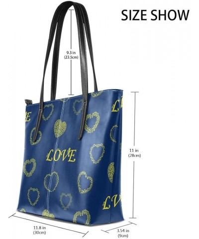 Handbags for Women Tote Bags with 11.08"(L) x 3.54"(W) x 11.02"(W) - Blue Elephants Valentine's Day Heart Love $22.35 Totes